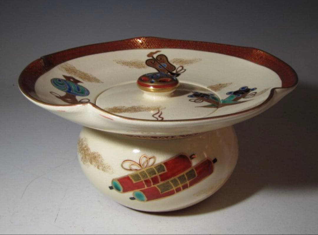 永楽善五郎 宝尽し絵 砂金袋水指 表千家 十三代 即中斎花押！7133