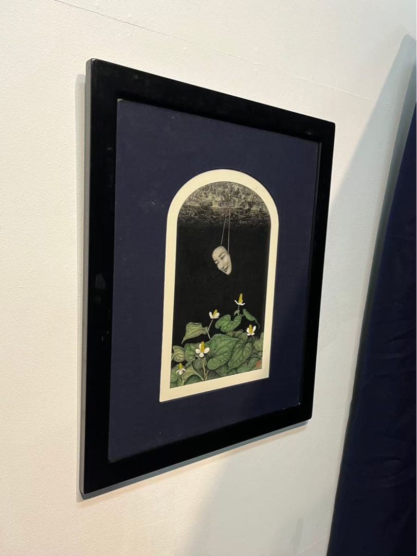 篠田教夫「棘のある休息」1991年 鉛筆・水彩画 額装済