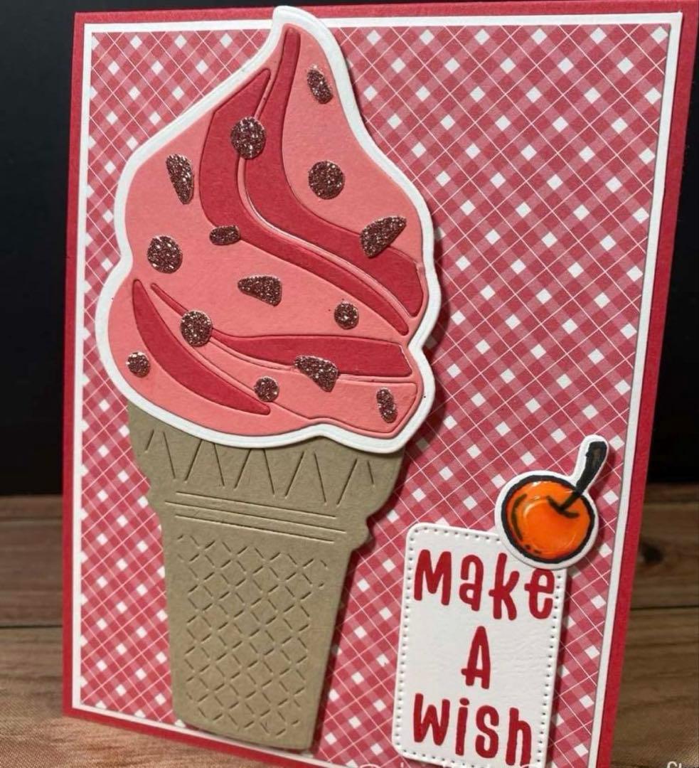 未使用　新作大きめソフトクリームスタンプ＆ダイ　スタンピンアップ