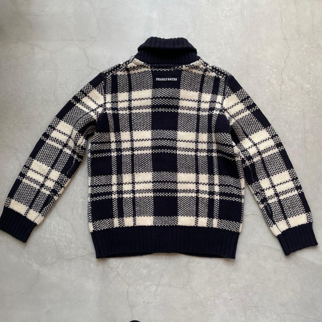 【美品】PEARLY GATES パーリーゲイツ チェックニットカーディガン