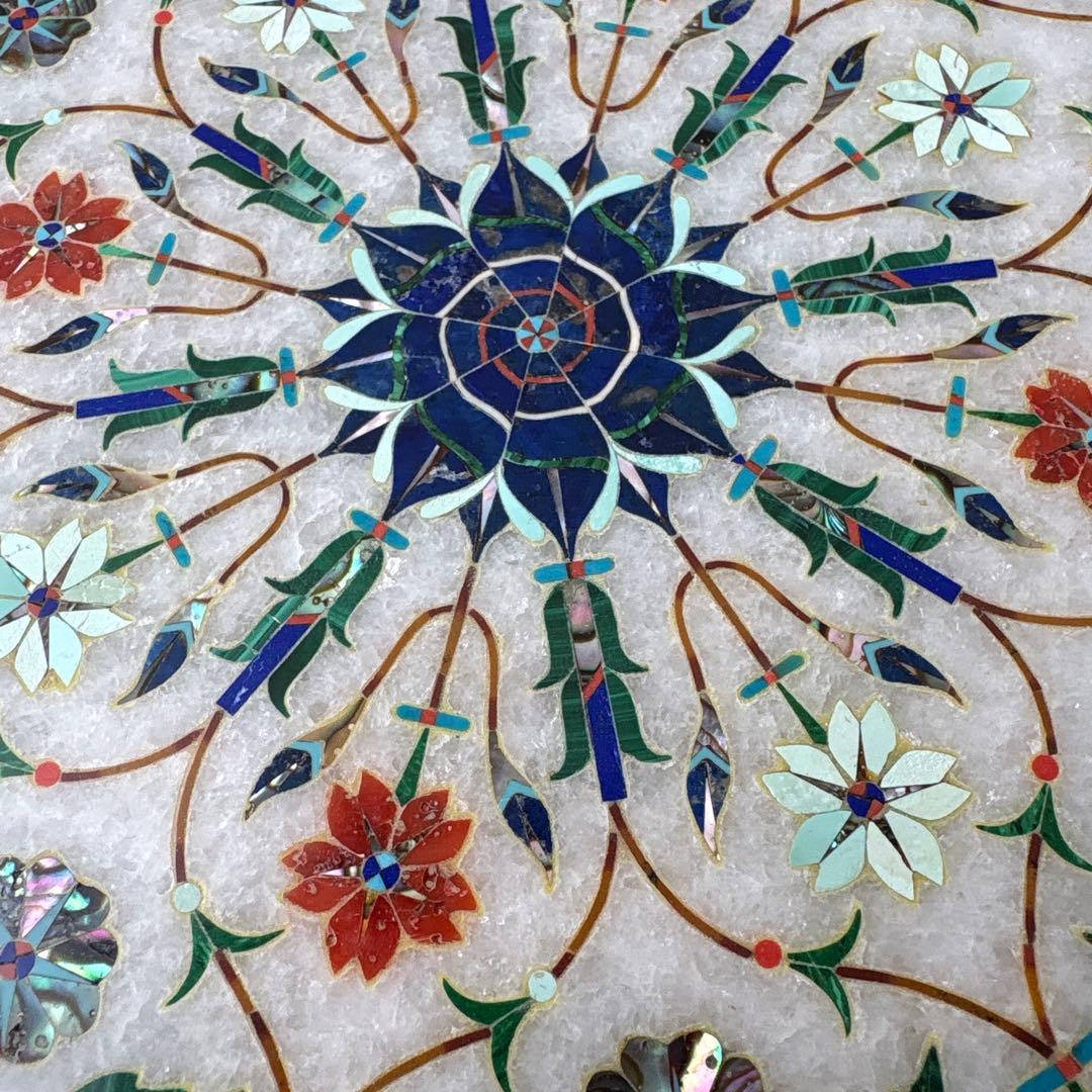 アグラ タージマハル 大理石 石象嵌 プレート 唐草模様 伝統工芸 インド