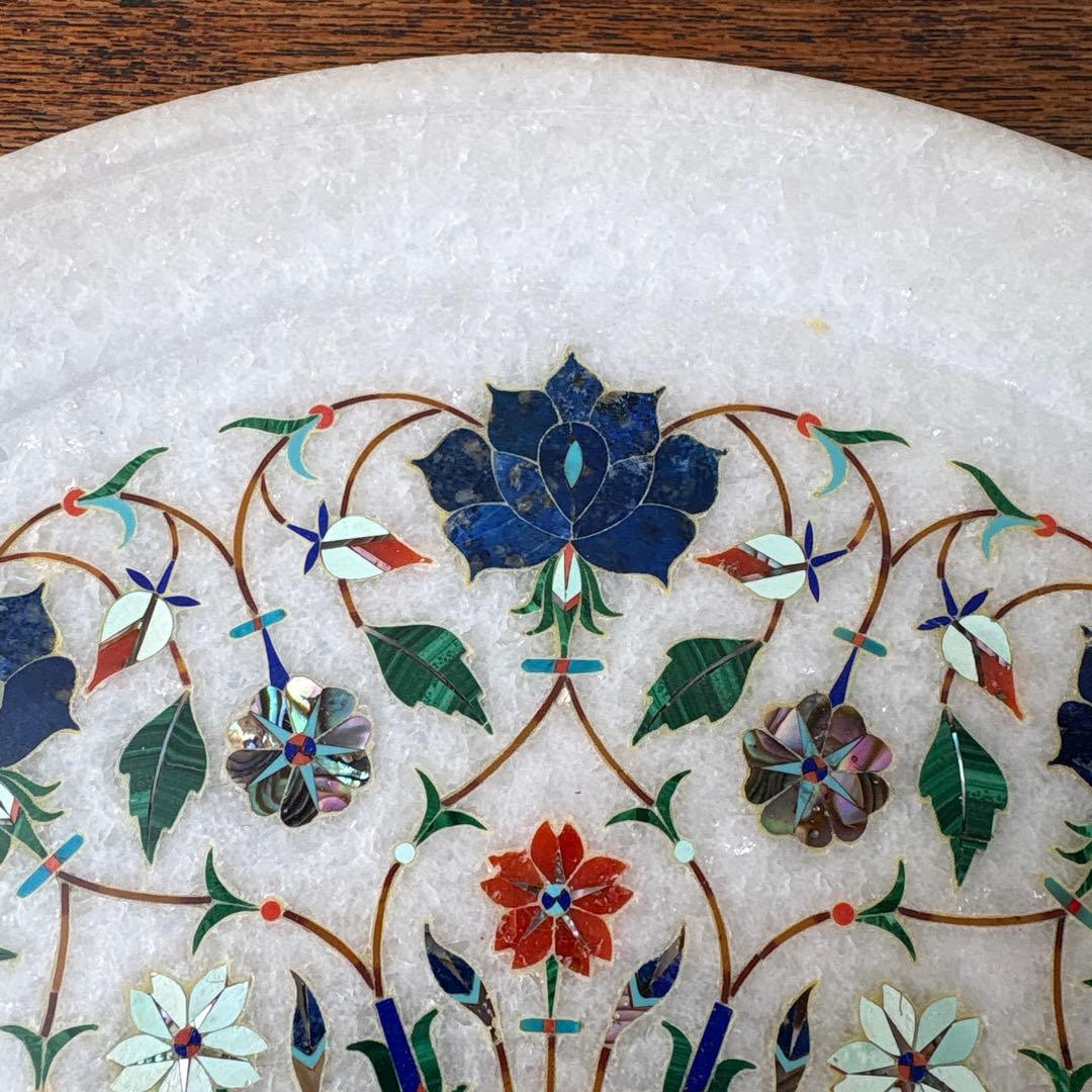 アグラ タージマハル 大理石 石象嵌 プレート 唐草模様 伝統工芸 インド