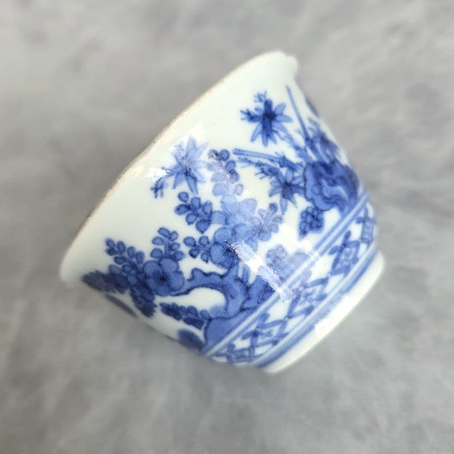 古伊万里　藍柿手　染付　向付　酒器　江戸時代　骨董　金直し　金継ぎ　アンティーク