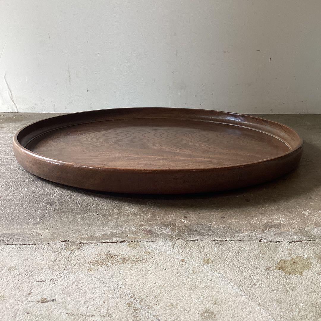 大きな丸盆　直径56cm お盆　おぼん　木のプレート　天然木　栗盆　くりぬき盆