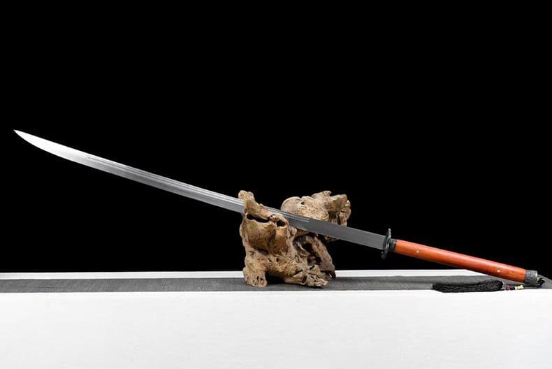 オレンジの曲刀 繍春刀 牛尾刀 苗刀 手鍛造打 古兵器 武具 刀装具 両手刀