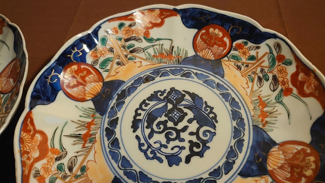 大聖寺伊万里　古伊万里　伊万里　色絵　金襴手　中皿　菓子皿　蔵出し　江戸期　２客