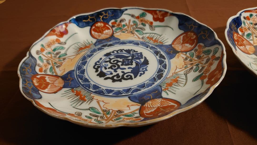 大聖寺伊万里　古伊万里　伊万里　色絵　金襴手　中皿　菓子皿　蔵出し　江戸期　２客