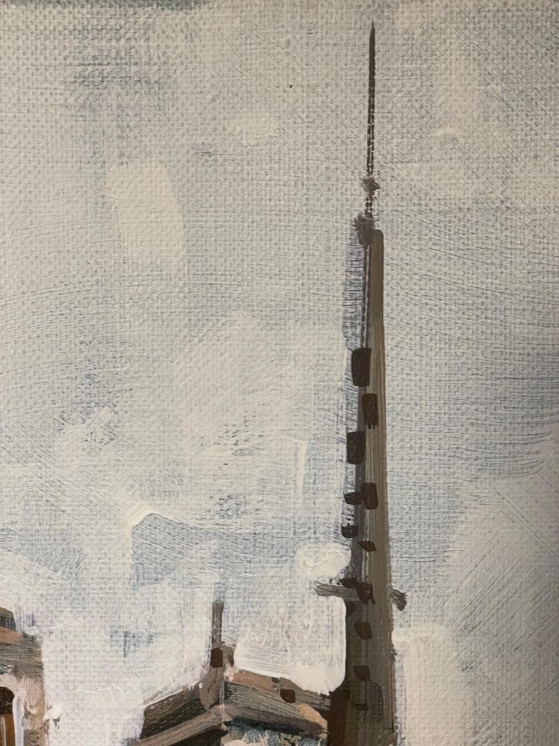 い*ん様 「真作」竹内敏彦『パリ風景 セーヌの流る』 風景画　油彩画　額装　F1