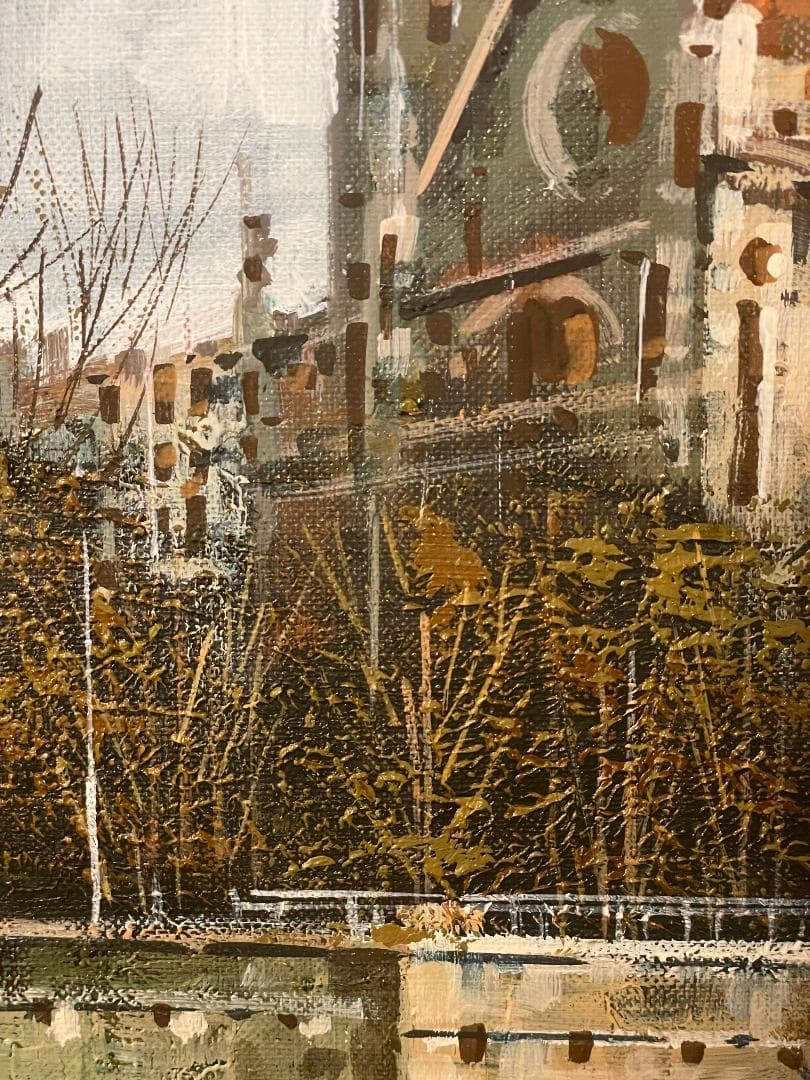 い*ん様 「真作」竹内敏彦『パリ風景 セーヌの流る』 風景画　油彩画　額装　F1