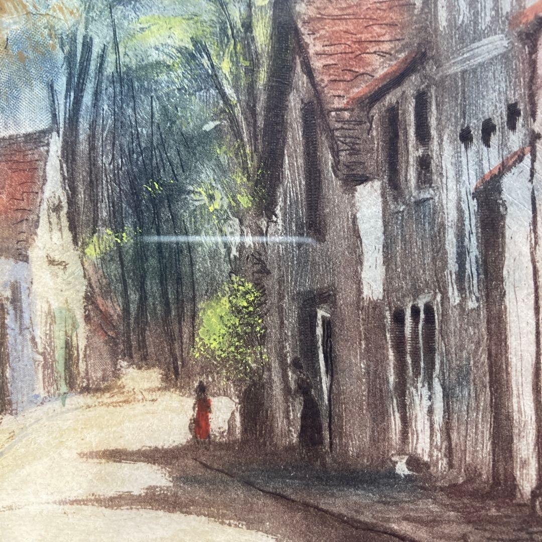 フランソワ　ミレー「バルビゾンの村」復刻版画　額約61×51版画29×22￼cm