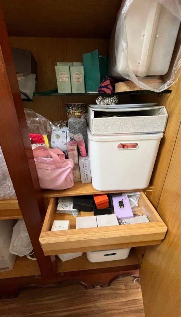 アンティーク 花象嵌 キャビネット タンス 木製