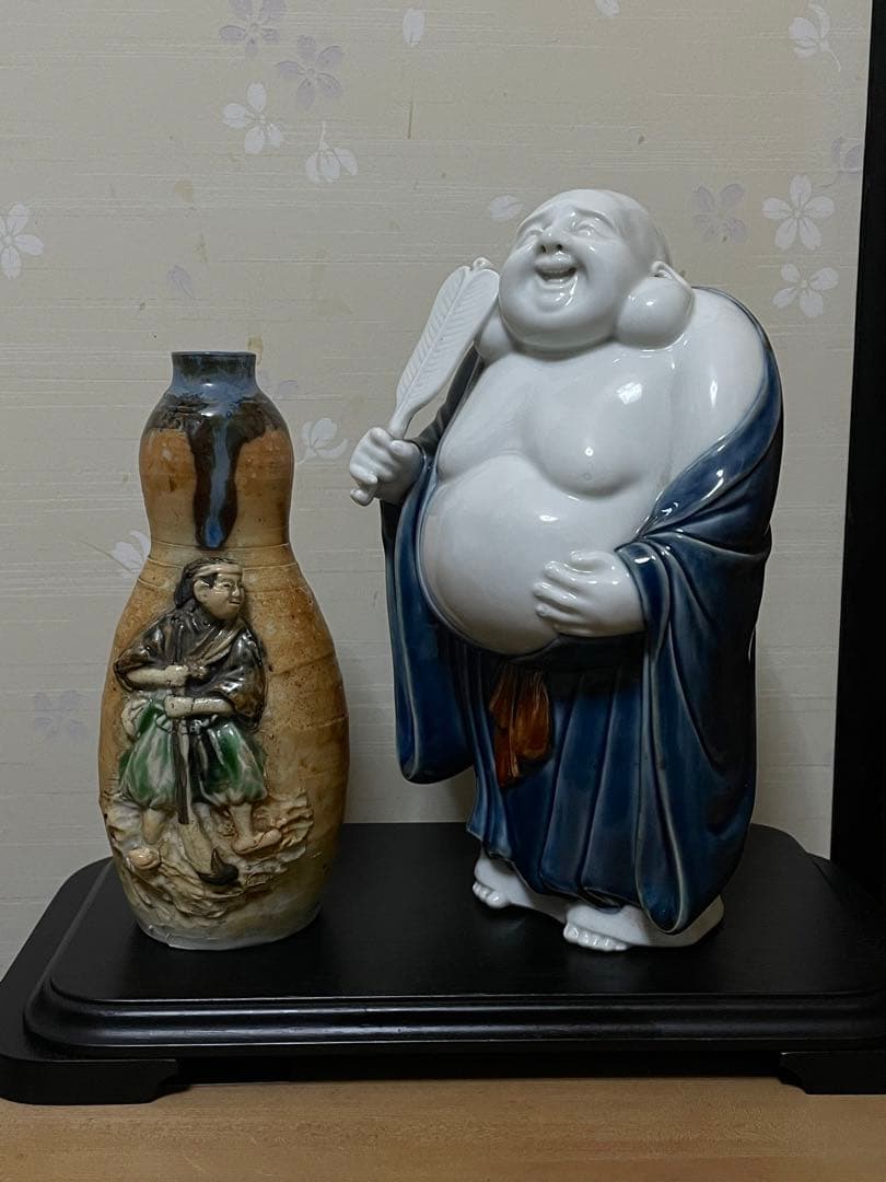 十二代 酒井田柿右衛門　染付　布袋　置物　床置　高22cm