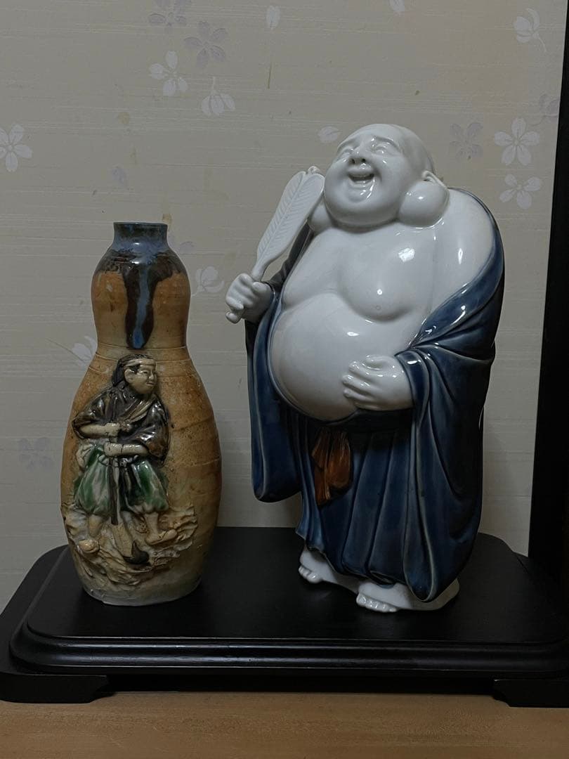 十二代 酒井田柿右衛門　染付　布袋　置物　床置　高22cm