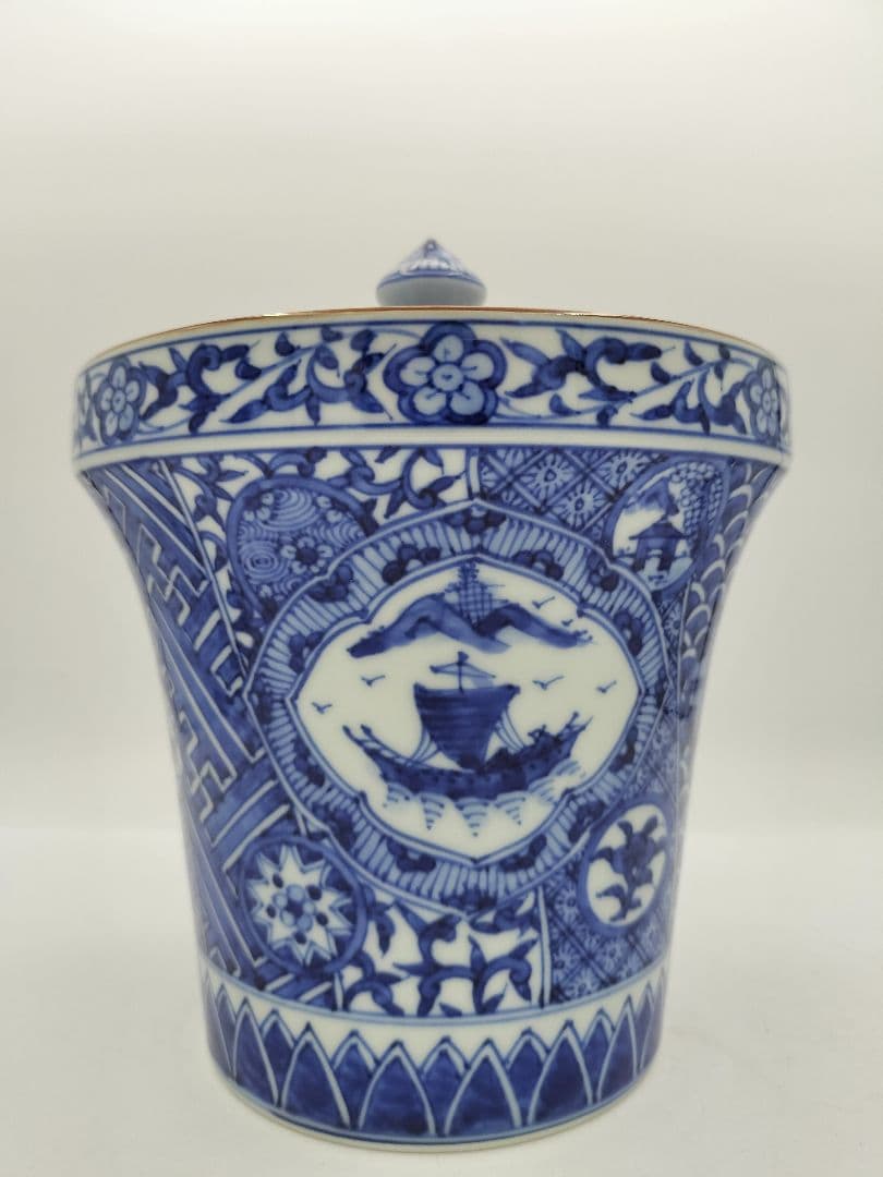 b423【新品・未使用】水指 祥瑞末広 高野昭阿弥 木箱 茶道具