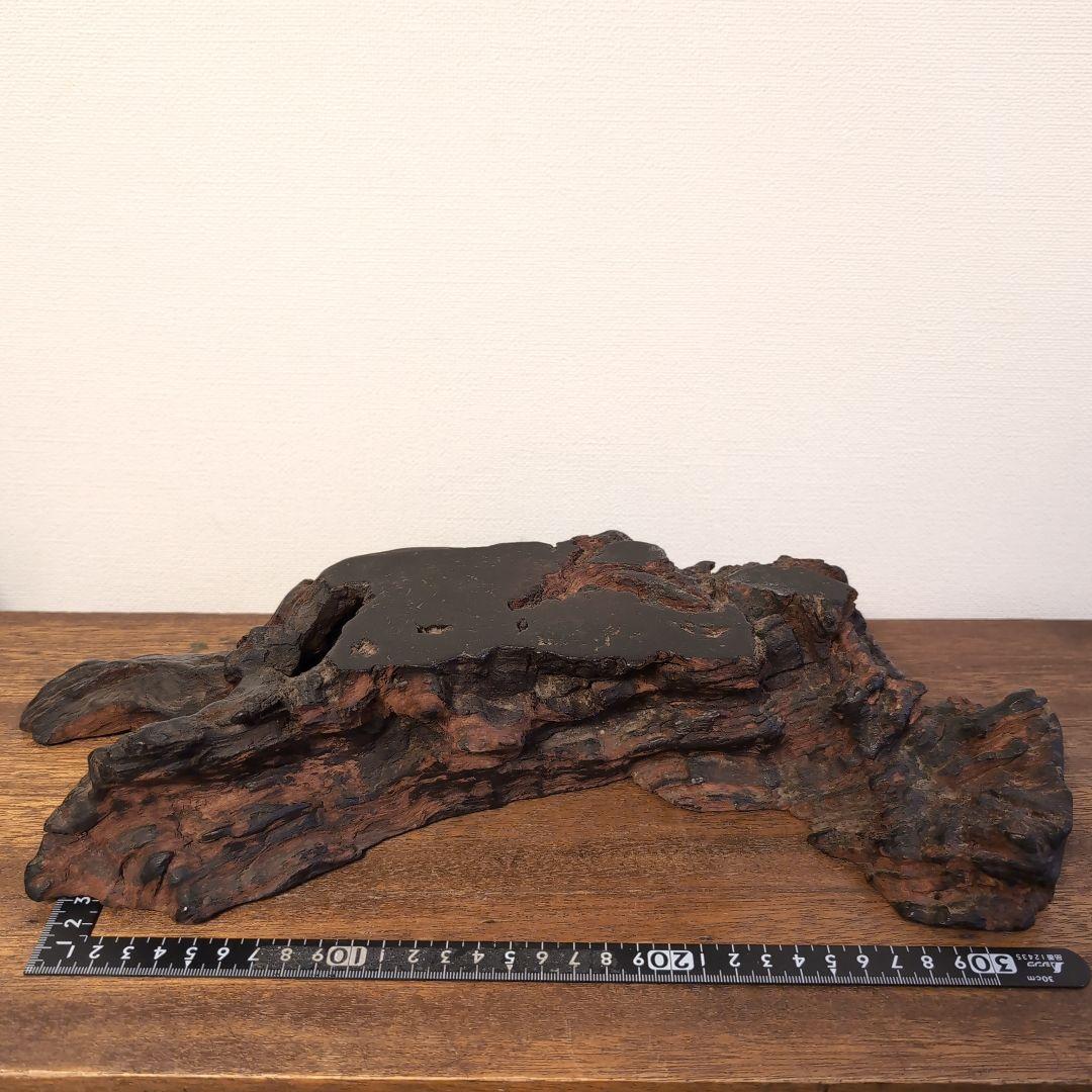 枯木　古木　木製仏像台 黒漆塗り　波濤彫刻　古美術　骨董