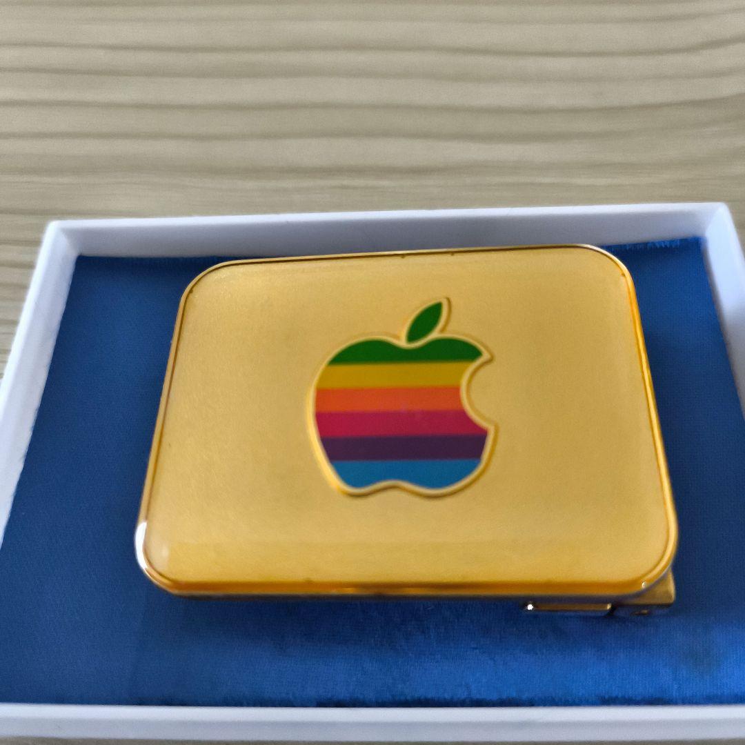 激レア【Apple 】アップル　ビンテージ　ゴールドベルトバックル　 レインボー