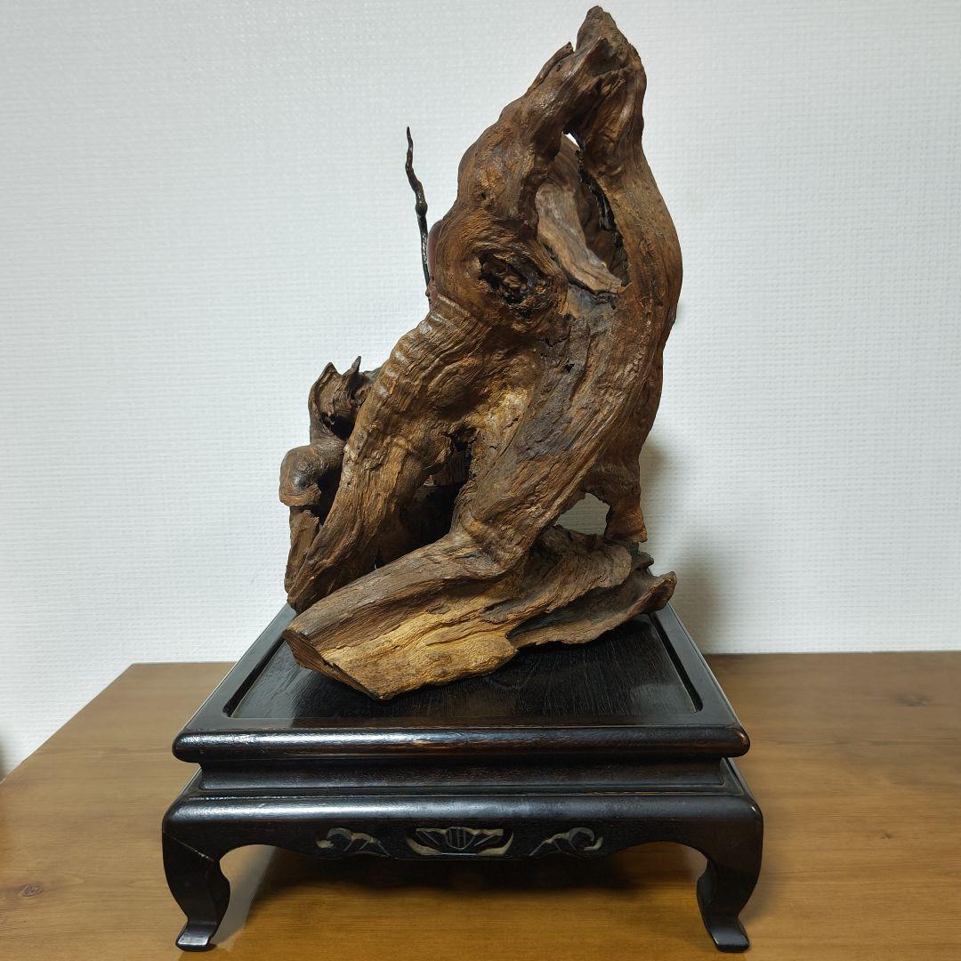 福禄寿 木彫り 天然木 台座付