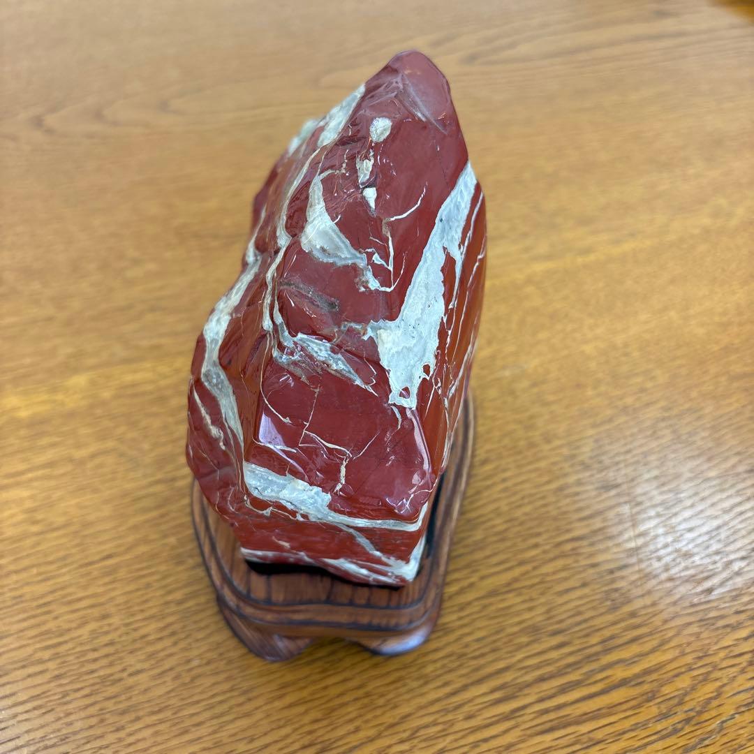 佐渡 赤玉石 天然石　鑑賞石　赤石　置物　重さ3㎏強　木台付
