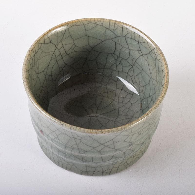 中国　南宋　官窯　青磁　金絲鉄線　氷裂文　建水　時代箱　C　R7755