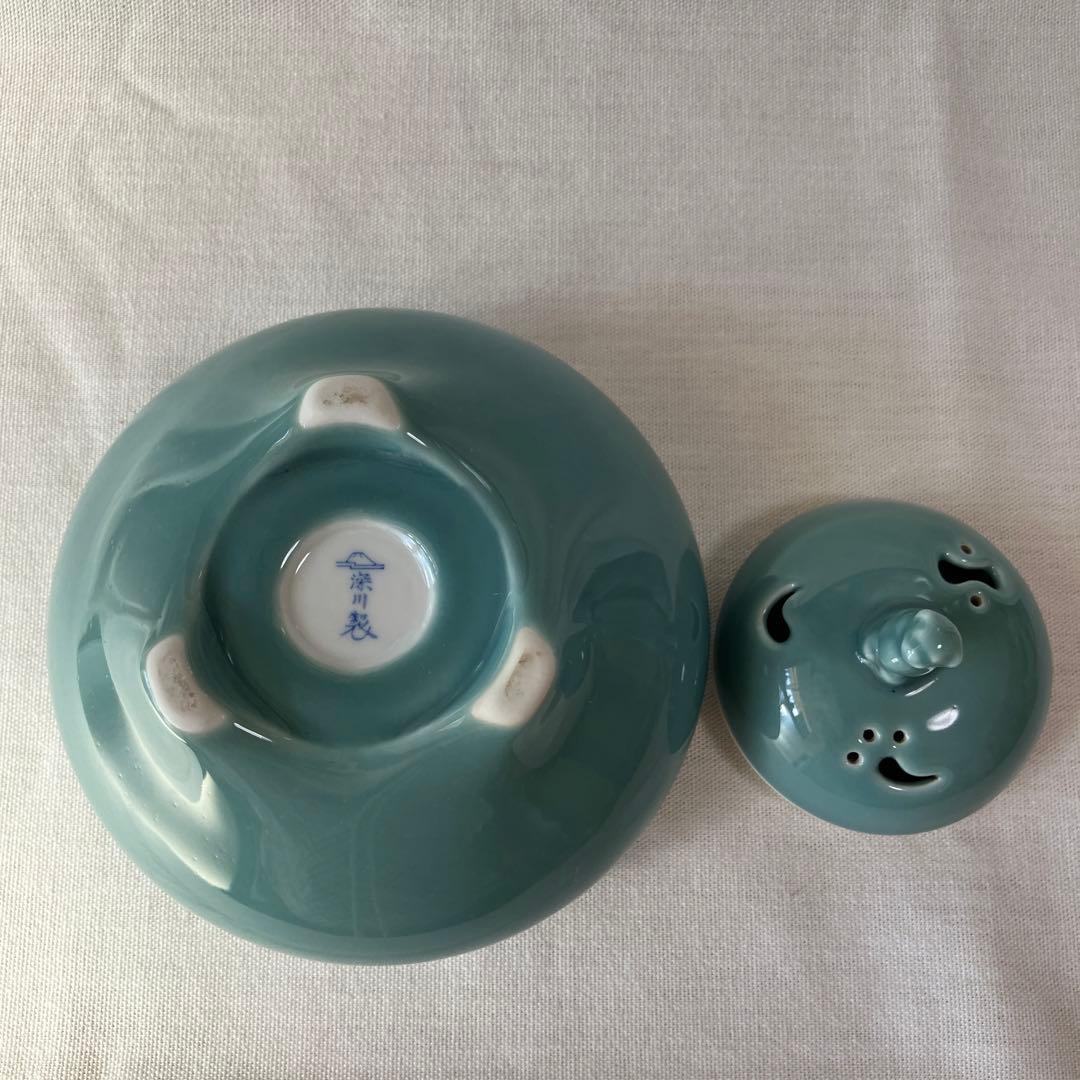 深川製磁　深川製　有田焼　香炉　犬摘み　三足　茶道具　箱付き　ヴィンテージ　レア