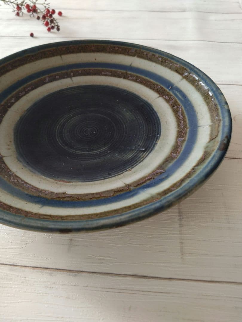 阿部祐工　民藝　櫛引刷毛目の大皿