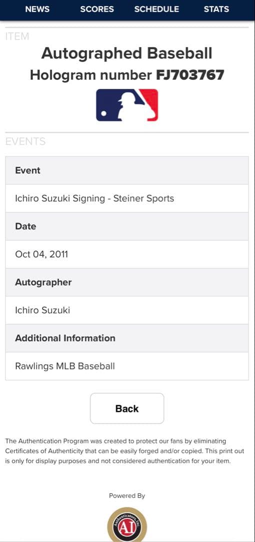 MLB SEAマリナーズ 鈴木一郎 auto 直筆サイン入りMLB公式ボール