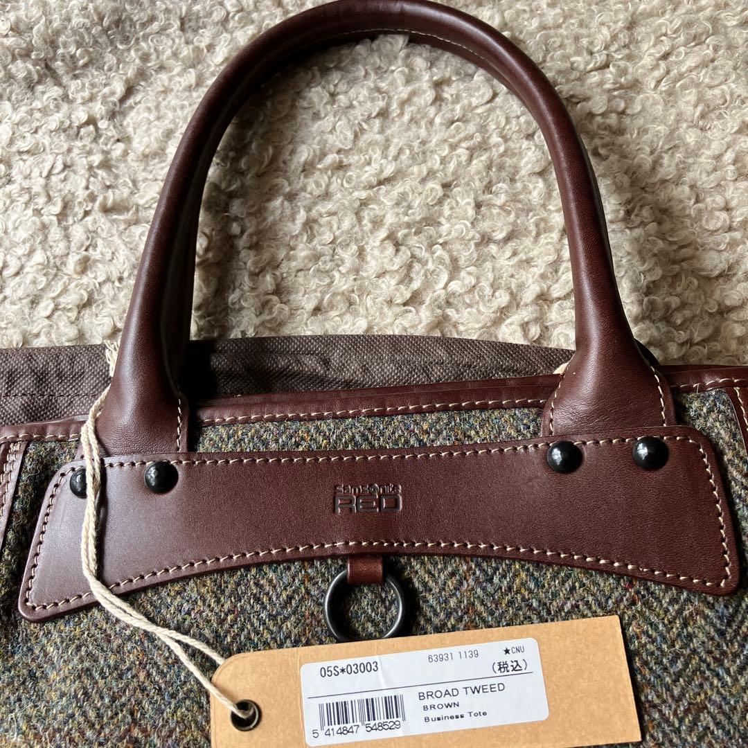 ツイードトートバッグ サムソナイト レッド　Harris&Tweed