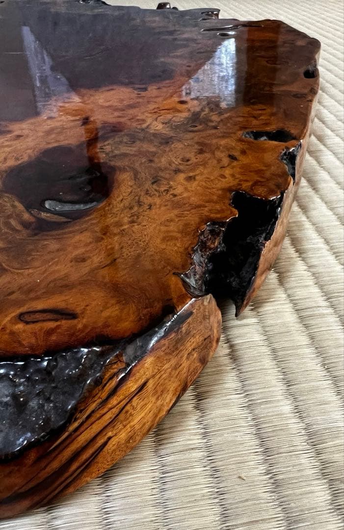 天然時代木 花梨 美玉杢 瘤 花台 香台 盆栽台 平台 肉厚 約80㎝ 7㎏