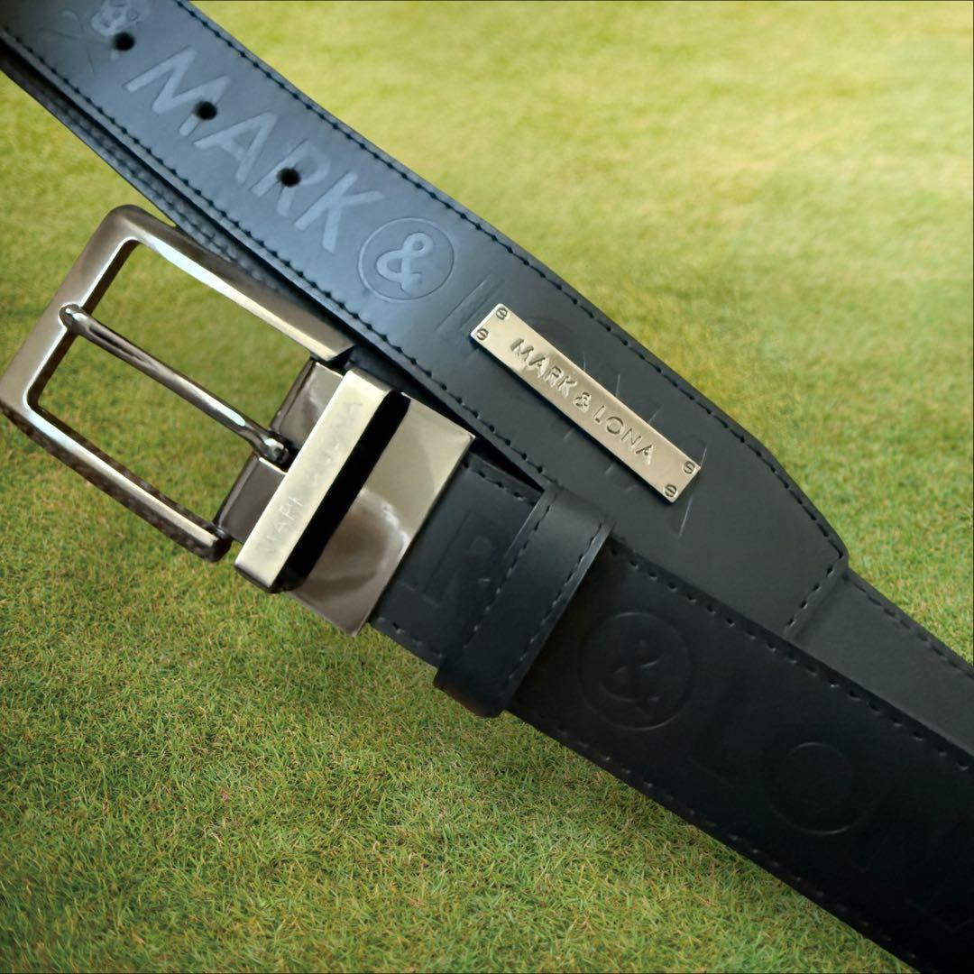 未使用級　マークアンドロナ　ベルト　黒　シルバー　総柄　ブラック　ゴルフ　極美品