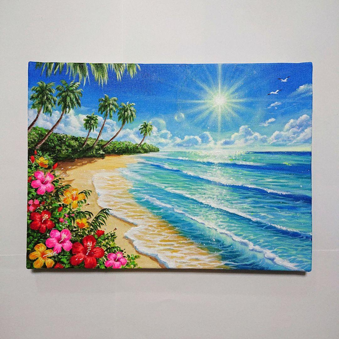 【ハイビスカス】アクリル画 F4 風景画 絵画