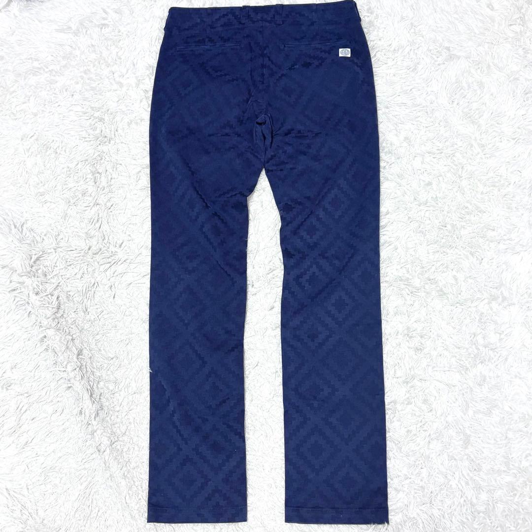 【極美品】ロサーセン　パンツ　ゴルフ　ネイビー　幾何学柄　L ブルー　青