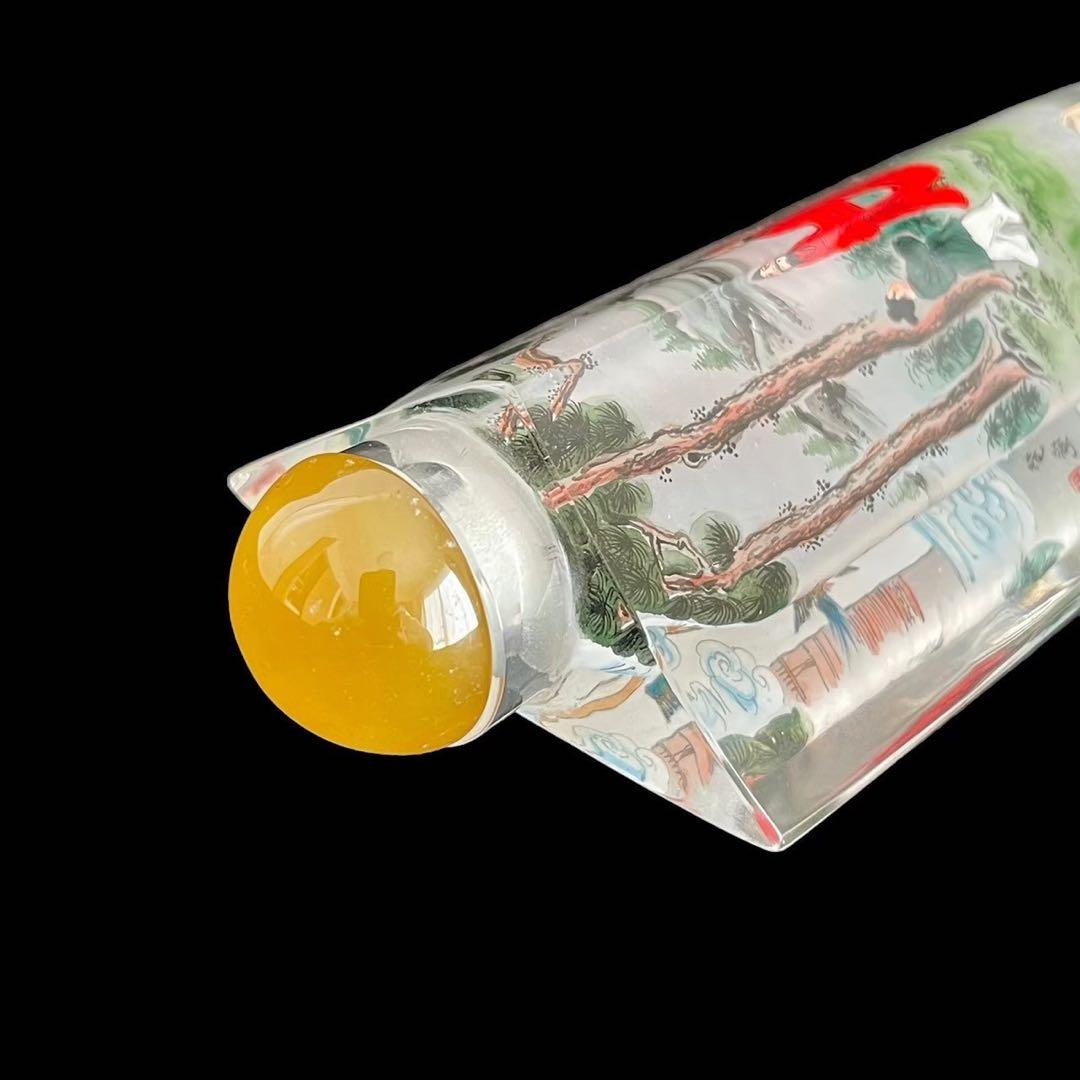 中国内画 山東内畫 内側ペイント タバコ瓶 女性 男性 雲 葉 鳥 木 中国製