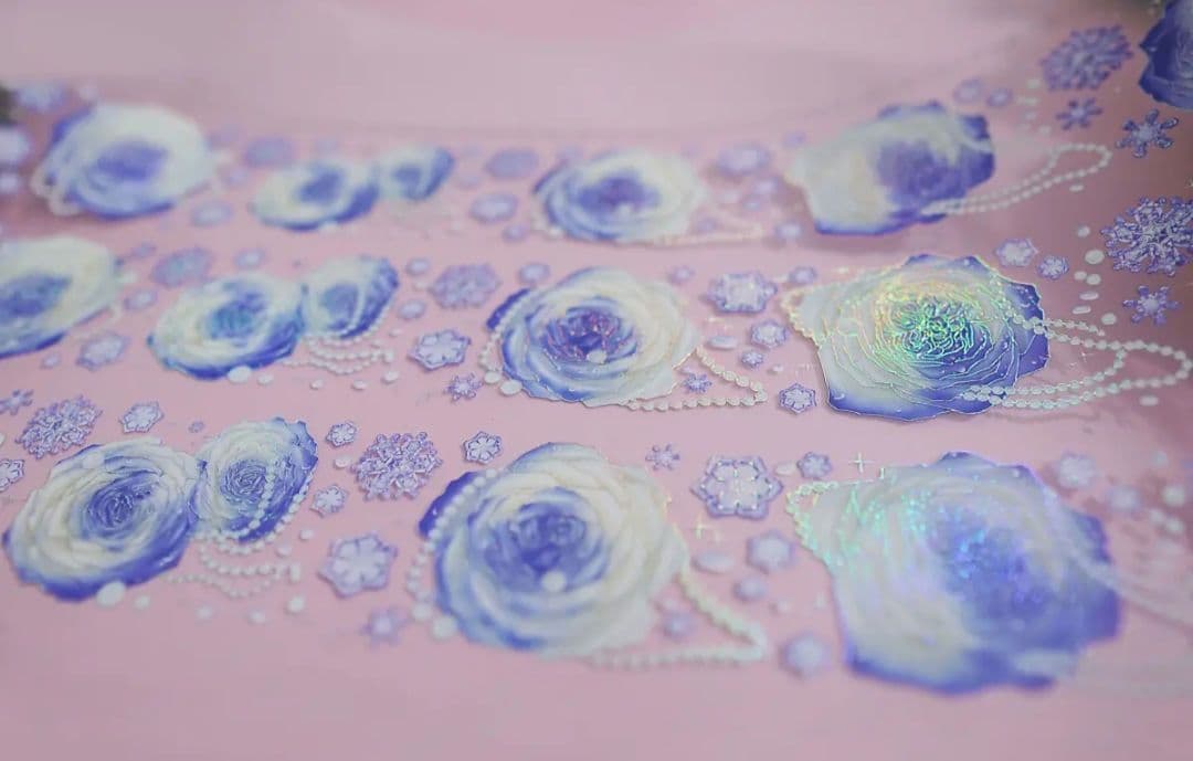 巻売 399★ 海外 マスキングテープ マステ PET 装飾 花 銀ホロ