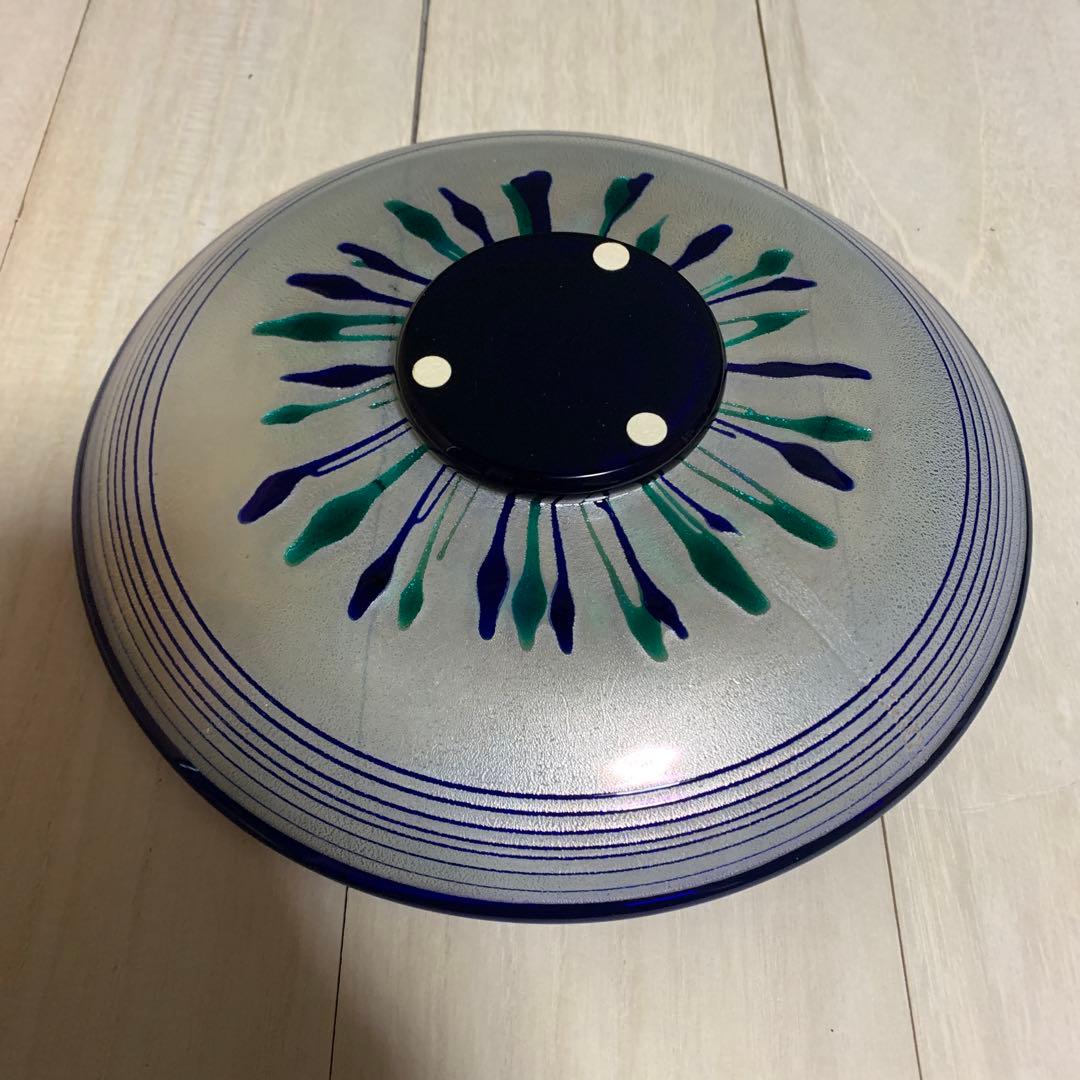 岩田久利　清流　ガラス　皿　共箱