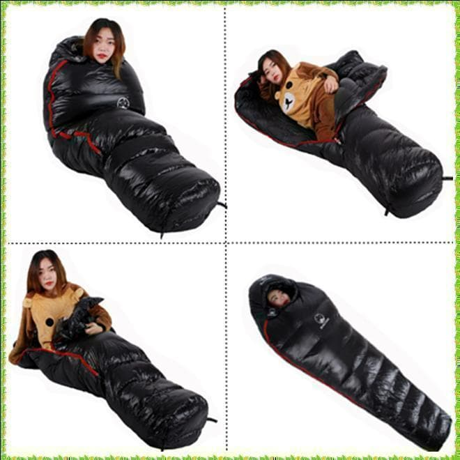 ✨後悔しない寝袋選び✨アウトドア　マミー型寝袋　ダウンシュラフ　黒　1000