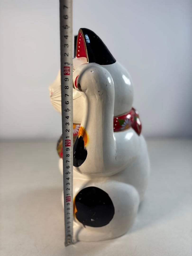 招き猫 多治見 郷土玩具 豪華前垂れ 骨董 アンティーク 縁起物 猫 置物