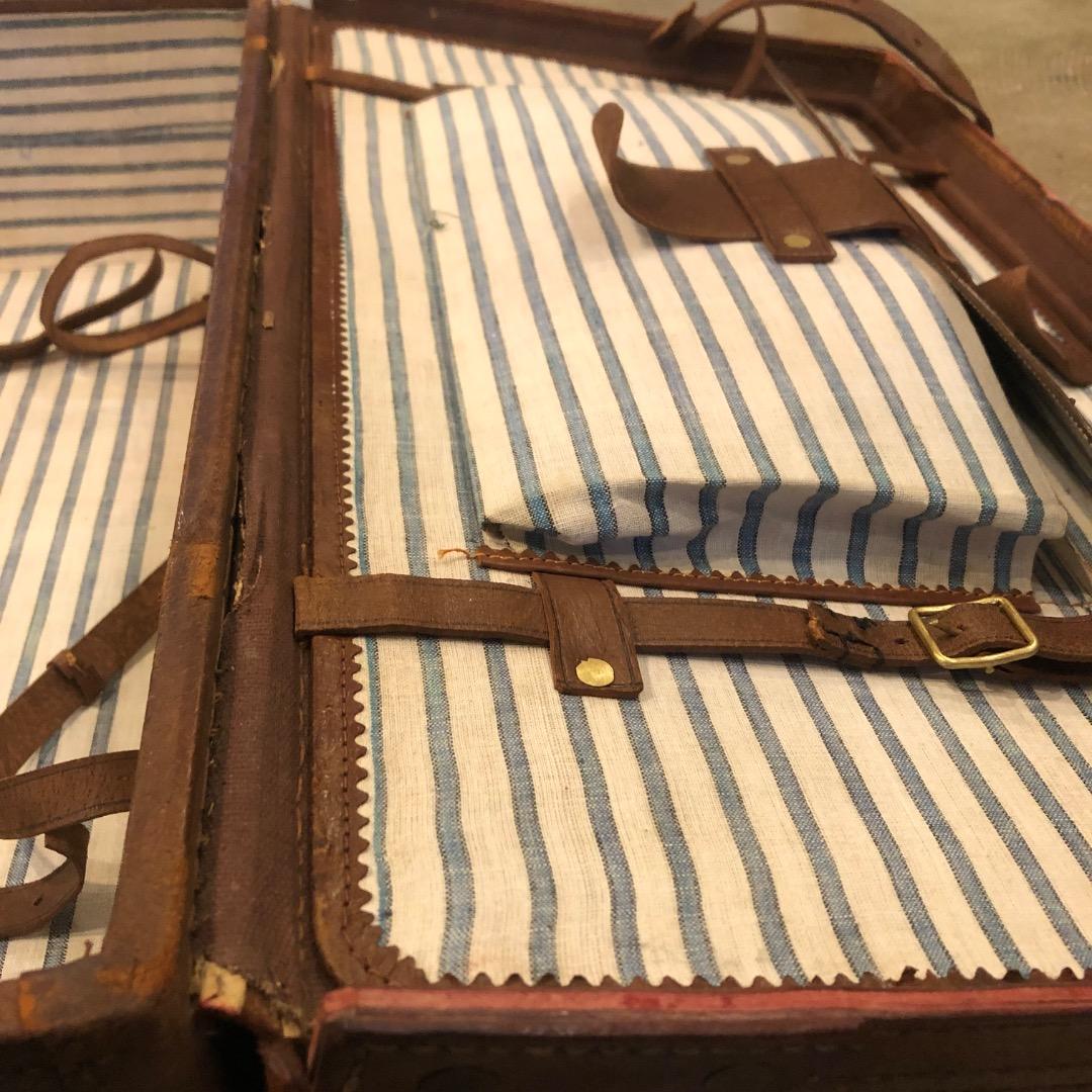 昭和レトロ　レザートランク　アンティークトランク　革製　レトロ雑貨　レザー雑貨