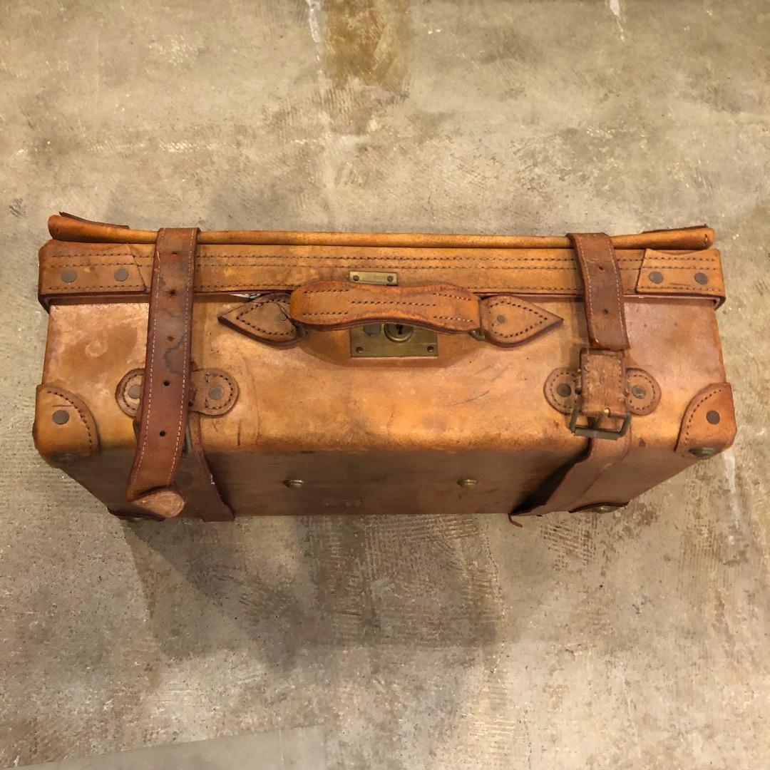 昭和レトロ　レザートランク　アンティークトランク　革製　レトロ雑貨　レザー雑貨