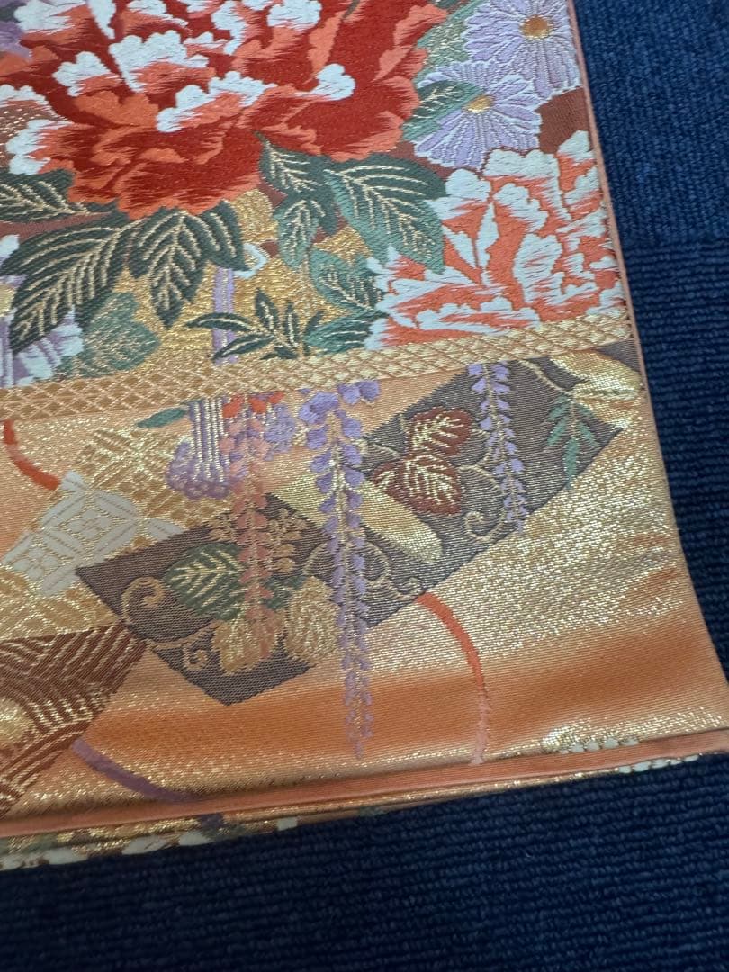 1933 袋帯 古代彫金紋  西陣織   金糸　高級上質上品　約440cm未使用