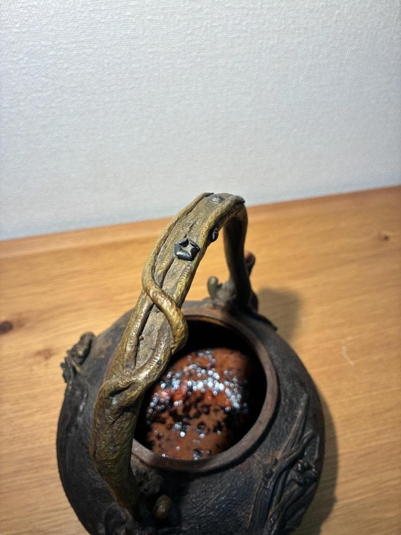 016 【希少】龍文堂 亀文堂 伝統工芸品 鉄瓶 カニ 蟹図