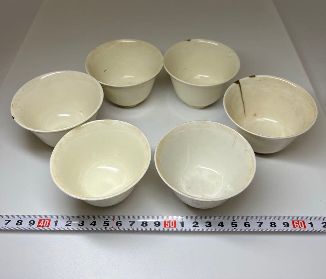 古代　白高麗　煎茶碗6客　口径約7.5㎝　東Y8-0106☆2F