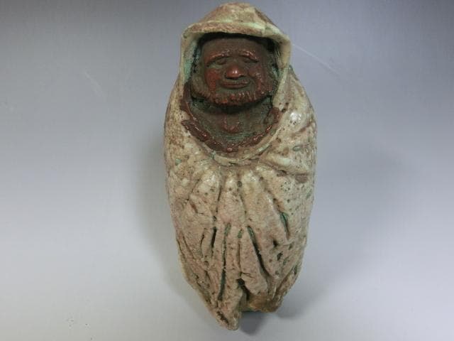 置物■古い時代物のだるま 達磨大師像 古萩土人形 時代物 骨董 希少(江戸期)■