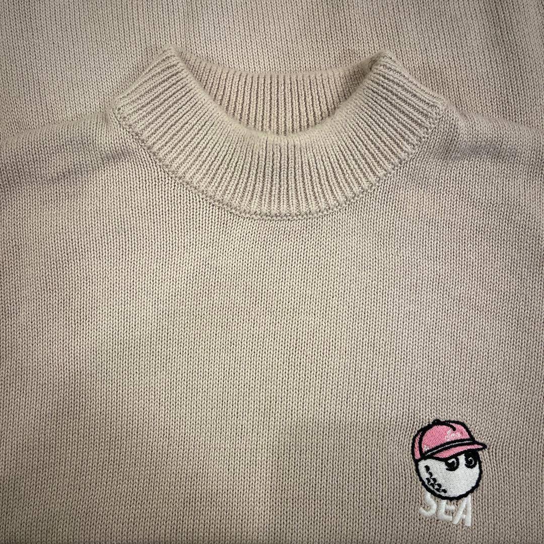 malbon wind and sea ゴルフ ベージュ ハイネックセーター M