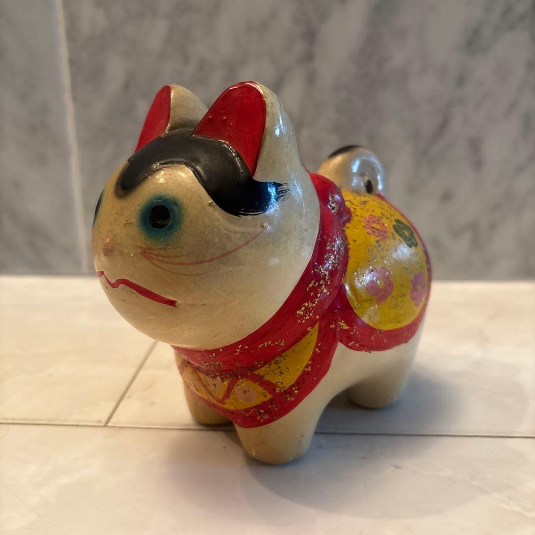 アンティーク　伝統工芸品　お顔が可愛い過ぎる張子の犬の陶器