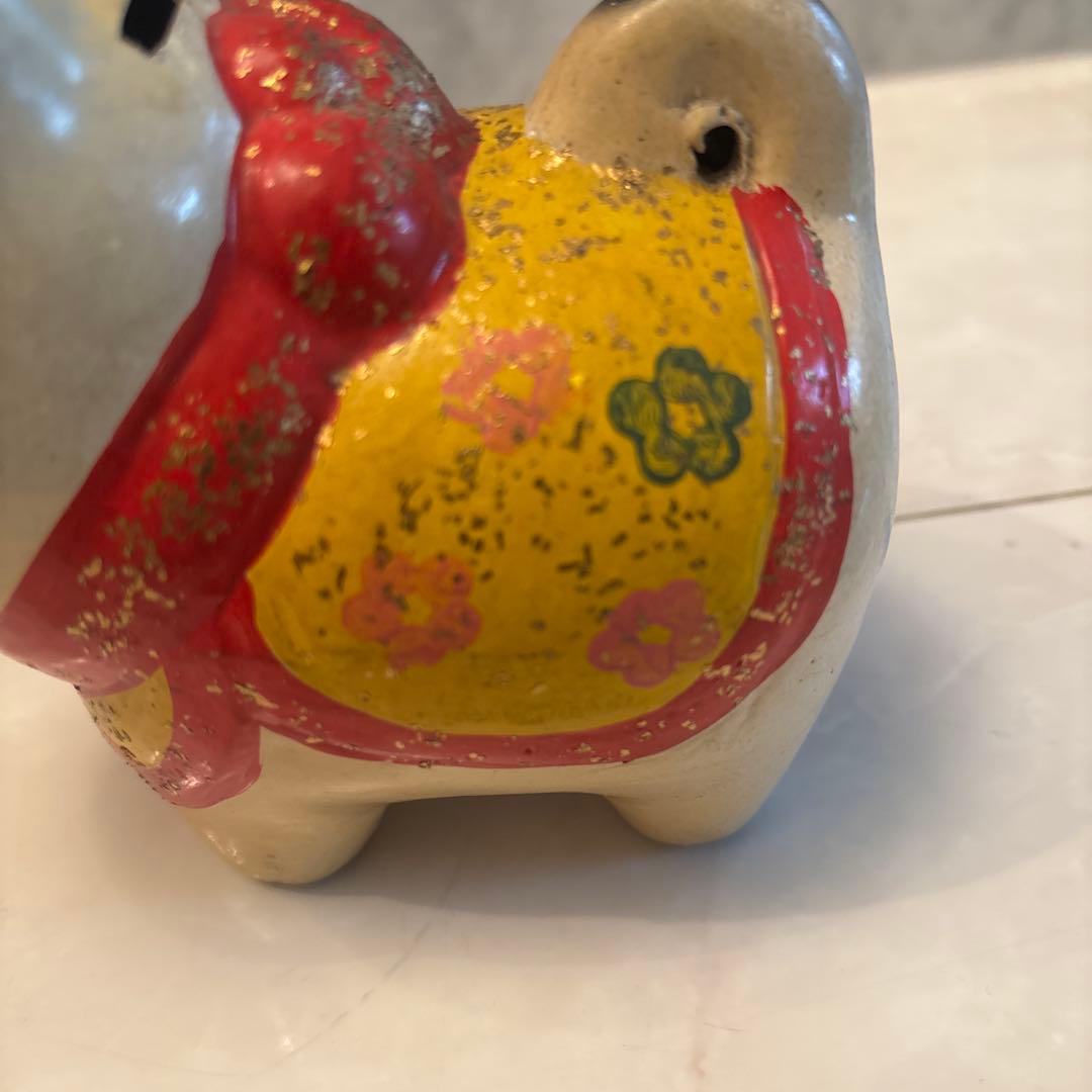 アンティーク　伝統工芸品　お顔が可愛い過ぎる張子の犬の陶器