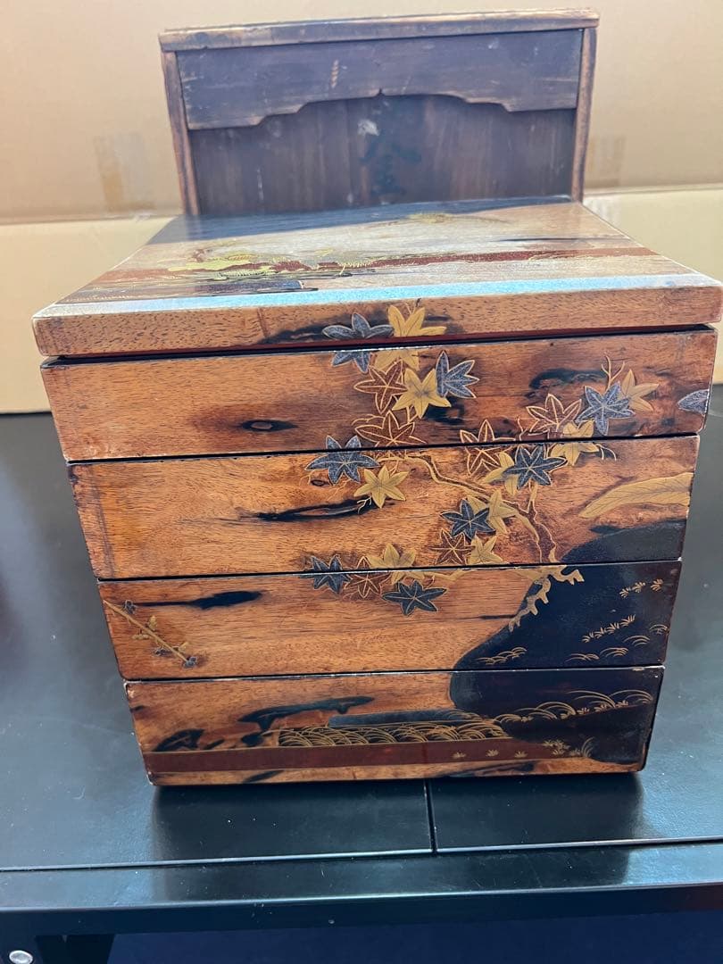 791  明治二十九年　沈金重箱　金蒔絵　4重　高級　時代物