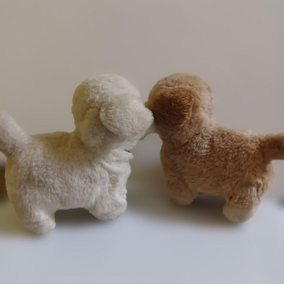 可動式　子犬　ぬいぐるみ　音が鳴る　２つセット　昭和レトロ　当時物