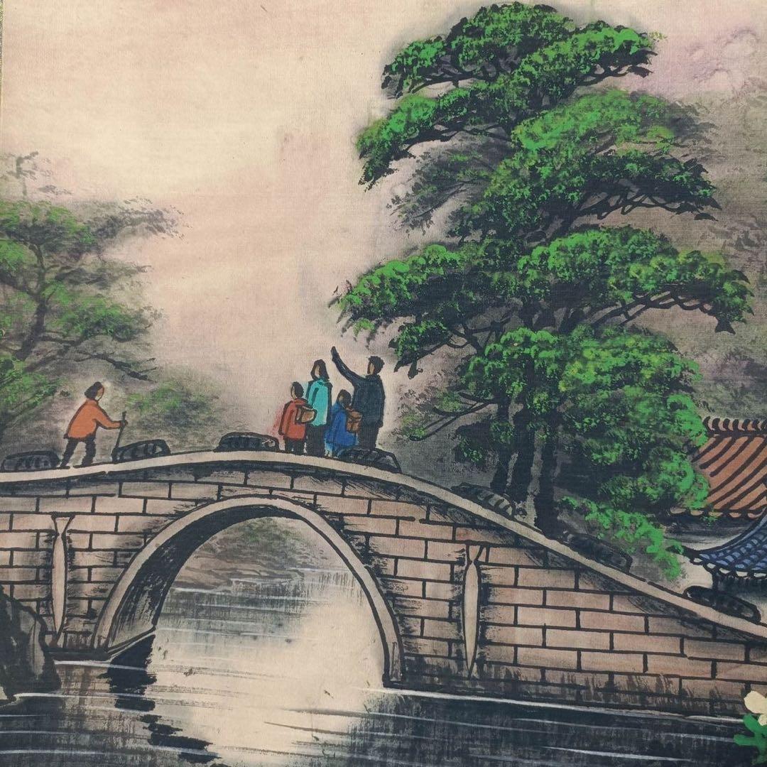 郎世寧 山水画 掛け軸 中堂 山水図 中国画 表装済 サイズ：70×173cm