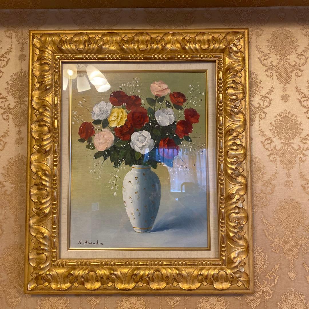 minou専用 絵画　油絵　F6　薔薇　原田信夫作