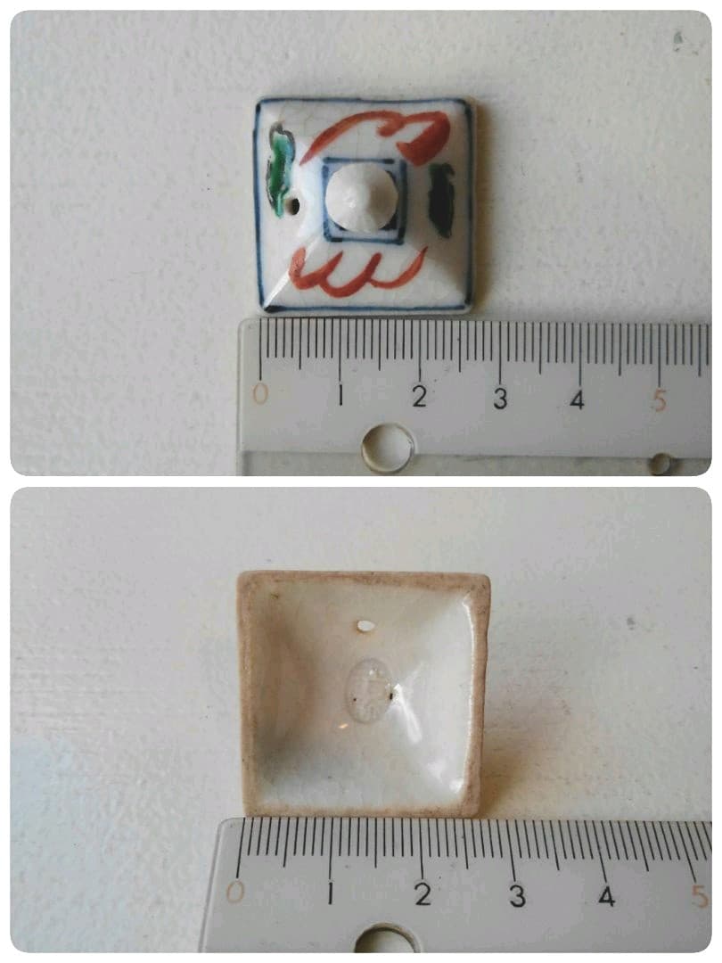 小阿弥　赤絵　角形　茶瓶　急須